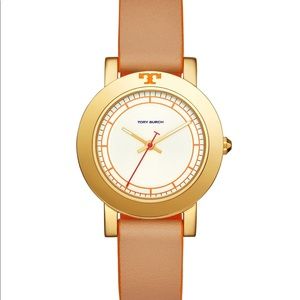 Tory Burch Ellsworth Luggage Leather Strap watch
